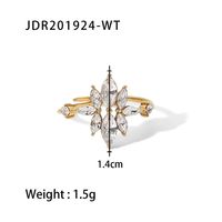 French Style Flower Stainless Steel Inlay Zircon Rings 1 Piece sku image 1