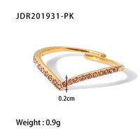 Fashion Geometric Stainless Steel Open Ring Plating Zircon Stainless Steel Rings sku image 5