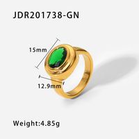 Luxuriös Geometrisch Rostfreier Stahl Überzug Zirkon Vergoldet Offener Ring Halskette sku image 2