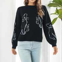 Women's Sweater Long Sleeve Sweaters & Cardigans Casual Cat main image 7