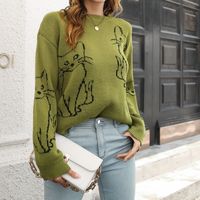 Women's Sweater Long Sleeve Sweaters & Cardigans Casual Cat main image 3