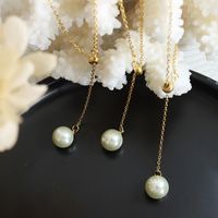 Elegant Geometrisch Titan Stahl Halskette Überzug Künstliche Perlen Edelstahl Halsketten main image 1