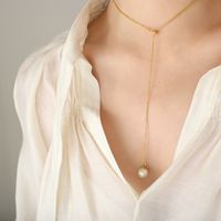 Elegant Geometrisch Titan Stahl Halskette Überzug Künstliche Perlen Edelstahl Halsketten main image 2