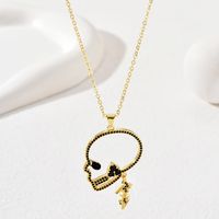 Funny Pumpkin Skull Grimace Copper Pendant Necklace Enamel Plating Zircon Copper Necklaces 1 Piece main image 4