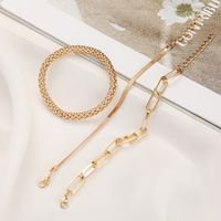 Cool Style Solid Color Alloy Plating Bracelets 3 Pieces main image 4