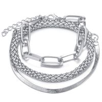 Cool Style Solid Color Alloy Plating Bracelets 3 Pieces sku image 2
