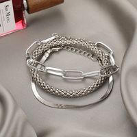 Cool Style Solid Color Alloy Plating Bracelets 3 Pieces main image 3