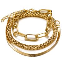 Cool Style Solid Color Alloy Plating Bracelets 3 Pieces sku image 1