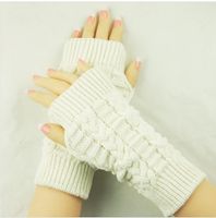 Women's Fashion Lattice Solid Color Knitted Fabric Scarves & Gloves Gloves sku image 2
