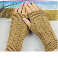 Women's Fashion Lattice Solid Color Knitted Fabric Scarves & Gloves Gloves sku image 6