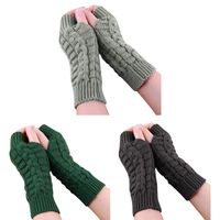 Women's Fashion Lattice Solid Color Knitted Fabric Scarves & Gloves Gloves main image 5