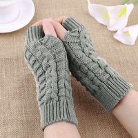 Women's Fashion Lattice Solid Color Knitted Fabric Scarves & Gloves Gloves sku image 8