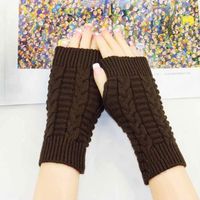 Women's Fashion Lattice Solid Color Knitted Fabric Scarves & Gloves Gloves sku image 4