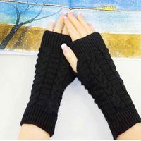 Women's Fashion Lattice Solid Color Knitted Fabric Scarves & Gloves Gloves sku image 1