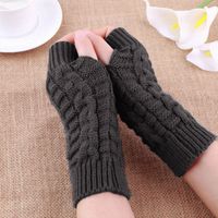 Women's Fashion Lattice Solid Color Knitted Fabric Scarves & Gloves Gloves sku image 5