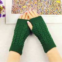 Women's Fashion Lattice Solid Color Knitted Fabric Scarves & Gloves Gloves sku image 9