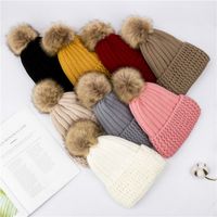 Women's Basic Solid Color Pom Poms Wool Cap main image 1