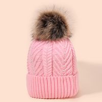 Women's Fashion Solid Color Pom Poms Pearl Wool Cap main image 5