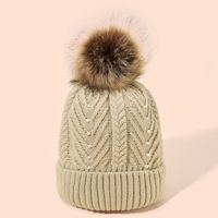 Women's Fashion Solid Color Pom Poms Pearl Wool Cap sku image 5