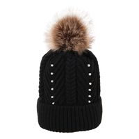 Women's Fashion Solid Color Pom Poms Pearl Wool Cap main image 2