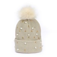 Women's Fashion Solid Color Pearl Wool Cap sku image 6