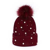 Women's Fashion Solid Color Pearl Wool Cap main image 4