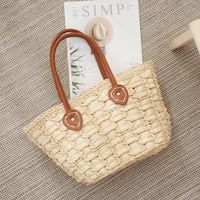 Women's Medium Straw Solid Color Fashion Weave Square Zipper Straw Bag main image 4