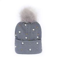 Women's Fashion Solid Color Pearl Wool Cap sku image 2