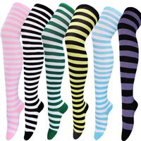 Frau Japanischer Stil Streifen Polyester Baumwolle Polyester Jacquard Socken Über Die Knie Socken main image 3