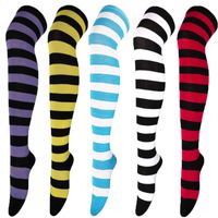 Frau Japanischer Stil Streifen Polyester Baumwolle Polyester Jacquard Socken Über Die Knie Socken main image 1