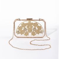 Pu Leather Flower Rhinestone Square Clutch Evening Bag main image 5