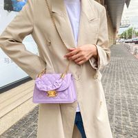 Women's Small Pu Leather Solid Color Fashion Square Lock Clasp Crossbody Bag main image 2