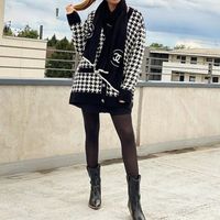 Women's Knitwear Long Sleeve Sweaters & Cardigans Button Fashion Houndstooth main image 2