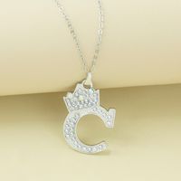 Simple Style Letter Alloy Plating Rhinestones Women's Pendant Necklace 1 Piece sku image 3