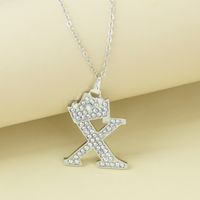 Simple Style Letter Alloy Plating Rhinestones Women's Pendant Necklace 1 Piece sku image 24