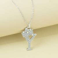 Simple Style Letter Alloy Plating Rhinestones Women's Pendant Necklace 1 Piece sku image 25