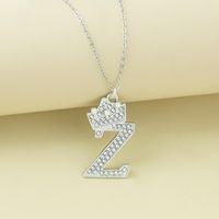 Simple Style Letter Alloy Plating Rhinestones Women's Pendant Necklace 1 Piece sku image 26