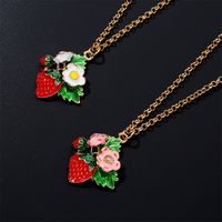 Sweet Leaf Flower Strawberry Alloy Enamel Plating Women's Pendant Necklace 1 Piece main image 1