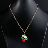 Sweet Leaf Flower Strawberry Alloy Enamel Plating Women's Pendant Necklace 1 Piece main image 3