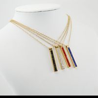 Fashion Rectangle Stainless Steel Inlay Rhinestones Earrings Necklace 1 Set main image 3