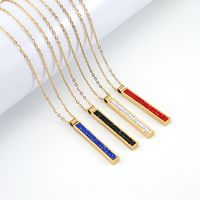 Fashion Rectangle Stainless Steel Inlay Rhinestones Earrings Necklace 1 Set main image 2