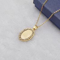 Retro Portrait Stainless Steel Pendant Necklace Plating Zircon Stainless Steel Necklaces main image 5