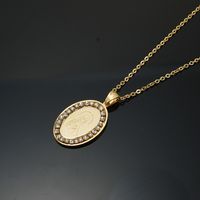Retro Portrait Stainless Steel Pendant Necklace Plating Zircon Stainless Steel Necklaces sku image 1