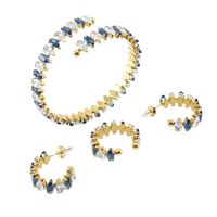 Wholesale Fashion Eye Stainless Steel Inlay Zircon Bracelets Earrings main image 5