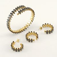 Wholesale Fashion Eye Stainless Steel Inlay Zircon Bracelets Earrings sku image 2