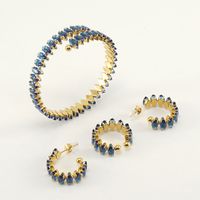 Wholesale Fashion Eye Stainless Steel Inlay Zircon Bracelets Earrings sku image 5