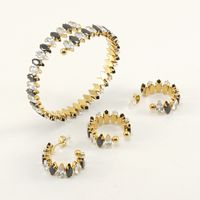 Wholesale Fashion Eye Stainless Steel Inlay Zircon Bracelets Earrings sku image 6