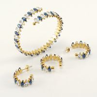 Wholesale Fashion Eye Stainless Steel Inlay Zircon Bracelets Earrings sku image 9
