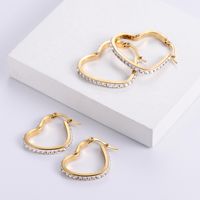 Fashion Heart Shape Titanium Steel Earrings Inlay Rhinestones Stainless Steel Earrings main image 1