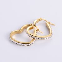 Fashion Heart Shape Titanium Steel Earrings Inlay Rhinestones Stainless Steel Earrings sku image 2